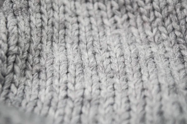 Detailní Záběr Textury Šedého Vlněného Pulovru — Stock fotografie