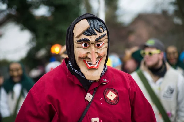 Neuenburg Germany February 2020 Portrait People Carnival Mask Parading Street — Stock Photo, Image