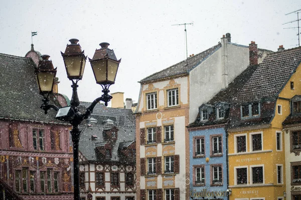 Mulhouse France February 2020 View Retro Street Lamp Old Buildings — Stock Photo, Image