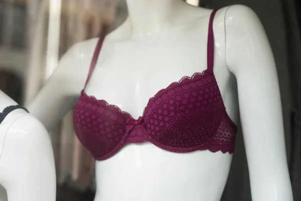 Closeup Purple Bra Mannequin Fashion Store Showroom Women — Stock Photo, Image