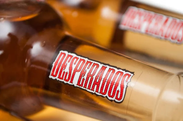 Mulhouse Frankreich März 2020 Großaufnahme Von Desperados Bierzitronenflaschen Auf Weißem — Stockfoto