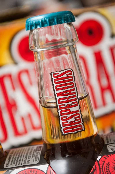 Mulhouse Frankreich März 2020 Großaufnahme Von Desperados Bierzitronenflaschen Auf Weißem — Stockfoto