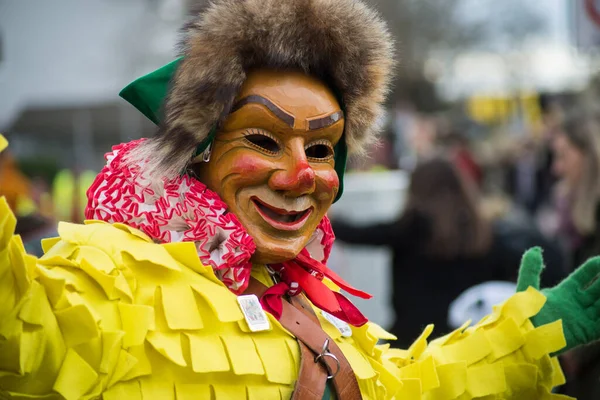 Neuenburg Germany February 2020 Portrait People Carnival Mask Parading Street — Stock Photo, Image