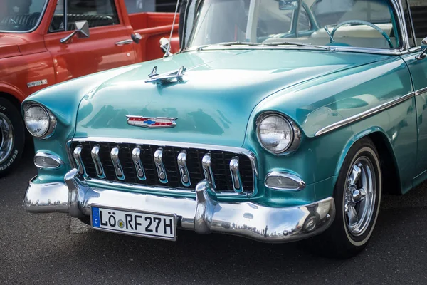Mulhouse France Mars 2020 Vue Face Cabriolet Chevrolet Bleu Vintage — Photo