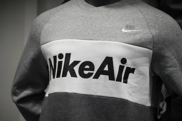 Mulhouse France March 2020 Closeup Grey Sweatshirt Nike Air Brand — Stock Photo, Image