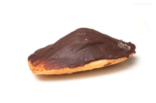 Closeup Van Een Franse Chocolade Madeleine Witte Achtergrond — Stockfoto