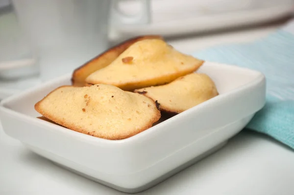 Primer Plano Madeleines Chocolate Francés Sobre Fondo Blanco — Foto de Stock