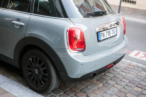 Mulhouse France April 2020 Rear Vieuw Grey Mini Cooper Parked — Stock Photo, Image