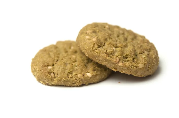 Närbild Smaksatta Matcha Cookies Vit Bakgrund — Stockfoto