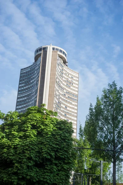 Mulhouse France April 2020 View Famous Europe Tower Trees Spring — Stock Photo, Image