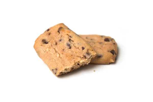 Närbild Crunched Cookies Vit Bakgrund — Stockfoto