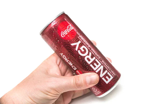 Mulhouse Frankrike April 2020 Närbild Droppar Vatten Coca Cola Energidryck — Stockfoto