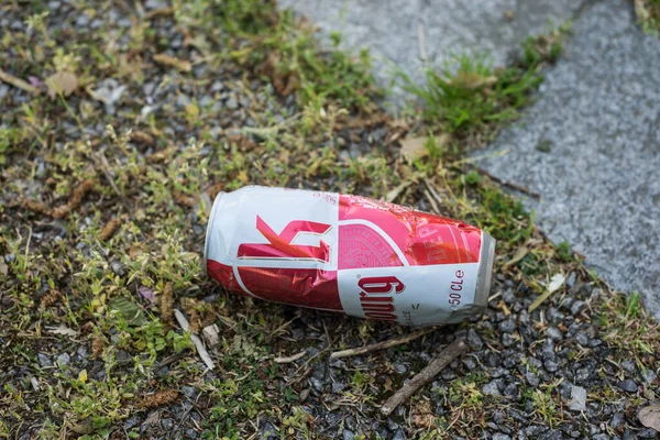 Mulhouse França Abril 2020 Fecho Lata Metálica Cerveja Kronenbourg Compagny — Fotografia de Stock