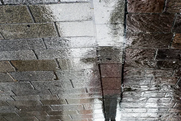 Reflection Woman Walking Street Umbrella — Stock Photo, Image