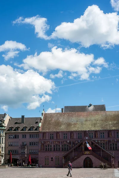 Panorama Des Hauptplatzes Mulhouuse Bei Bewölktem Himmel — Stockfoto