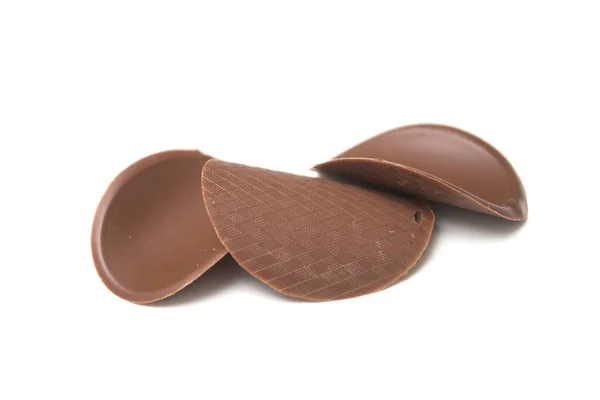 Closeup Chocolate Azulejos Forma Fundo Branco — Fotografia de Stock