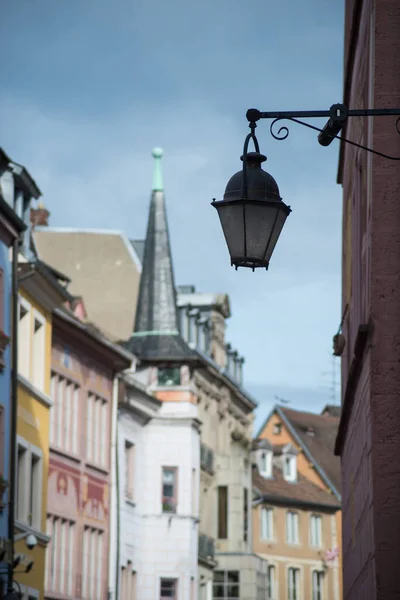 Nahaufnahme Einer Historischen Straßenlaterne Auf Dem Hauptplatz Von Mulhouse Frankreich — Stockfoto