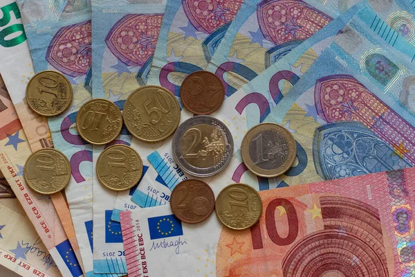 Antecedentes Billetes Euros Textura Los Billetes Euros —  Fotos de Stock