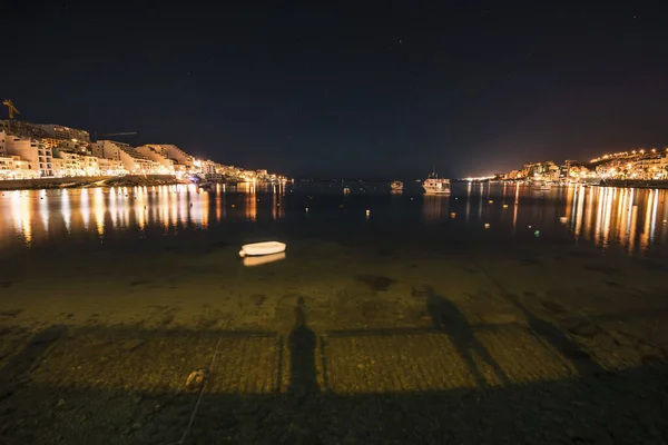 Nattfoto Saint Paul Bay Xemxija Malta — Stockfoto