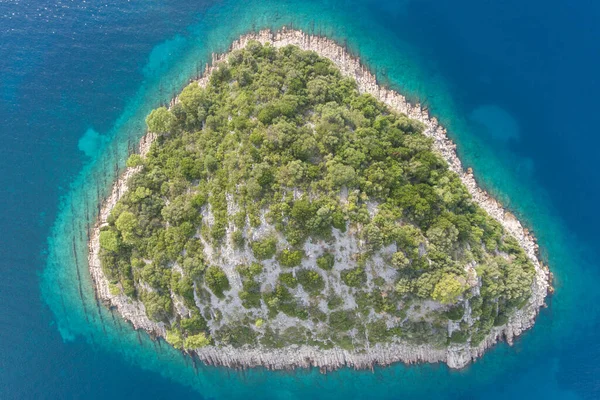 Navegación Mar Adriático Makarska Korcula Croacia Aerial Drone Photo Yate —  Fotos de Stock