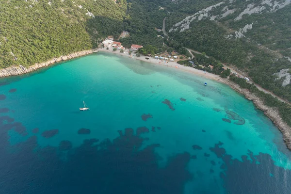 Segeln Auf Der Adria Makarska Korcula Kroatien Luftdrohne Foto Yacht — Stockfoto