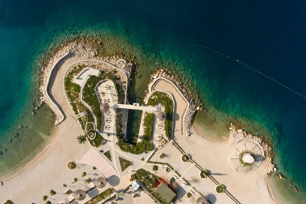 Zeilen Adriatische Zee Makarska Korcula Kroatië Luchtfoto Drone Jacht Jachthaven — Stockfoto