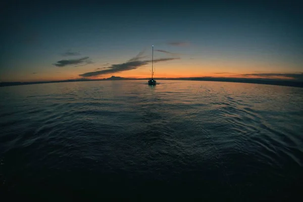 Atardecer Vela Mar Adriático Makarska Korcula Croacia Yate Marina Vela — Foto de Stock