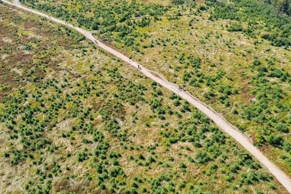 Vista Aérea Das Montanhas Polonesas Beskid Trilha Skala Malinowska Skrzyczne — Fotografia de Stock