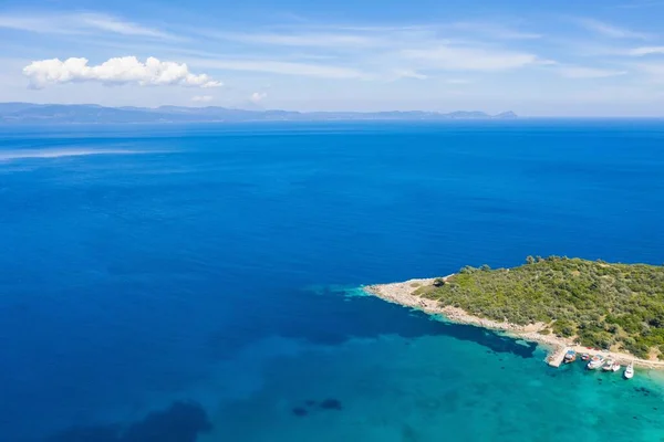 Aerial Drone View Paliouri Beach Kassandra Sithonia Penisula Chalkidiki Greece — Stock Photo, Image