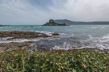 Kos Yunanistan 'daki Agios Stefanos Sahili' nin hava aracı görüntüsü