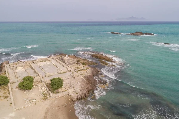 Aerial Drone Viiew Agios Stefanos Beach Kos Greece — Stock Photo, Image