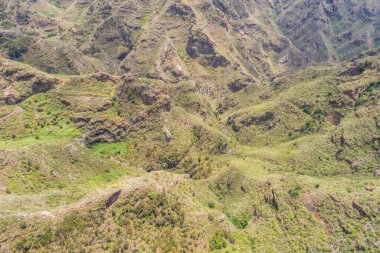 Anaga Las Carboneras dik uçurumlar Tenerife Kanarya Adaları Kanarya İspanya insansız hava aracı görüntüsü