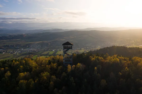 Iwkowa Village Pays Dans Brzesko Pologne Montagnes Collines Polonaises Drone — Photo