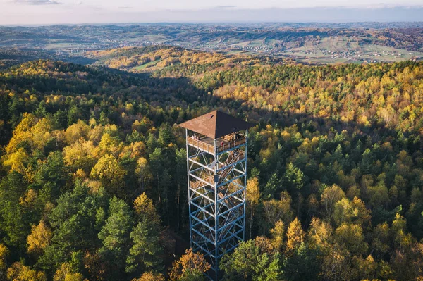 Iwkowa Aldeia País Brzesko Polônia Montanhas Colinas Polonesas Drone Aéreo — Fotografia de Stock