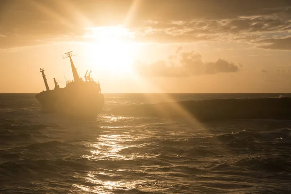 Abandoned Shipwreck Edro Sunset Peja Paphos Cyprus — Stock Photo, Image