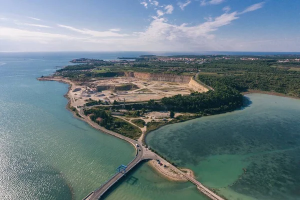 Adriatyk Morze Mirna Rzeka Antenal Tar Chorwacja Aerial Drone Zdjęcie — Zdjęcie stockowe