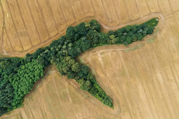 Vila País Formas Agricultura Campo Drone Aéreo Foto — Fotografia de Stock