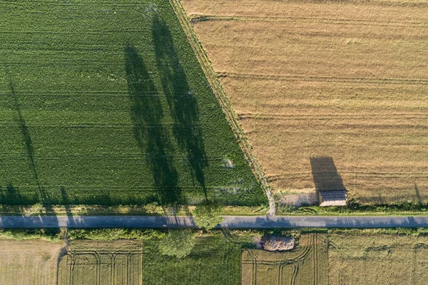 飛行場のドローンの写真の村の国の農業の形 — ストック写真