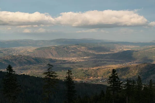 Beskid Pilsko Polscepolskie Góry Wzgórza Zdjęcie Drona Lotniczego — Zdjęcie stockowe