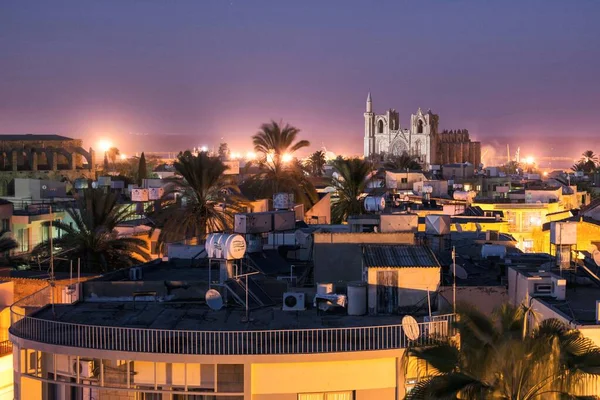 Architektur Der Stadt Famagusta Bei Nacht Nordtürkischen Zypern — Stockfoto