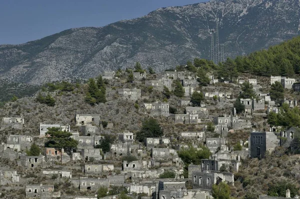 Opuštěná Vesnice Kajakoj Město Duchů Fethiye Izmir Turecko — Stock fotografie