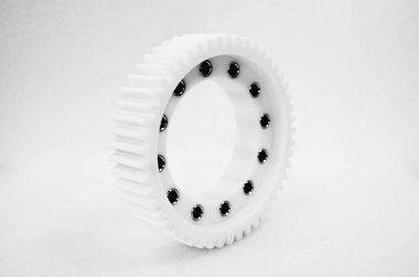 Beyaz dişli plastik dişli parça ürün fotoğrafçılığı