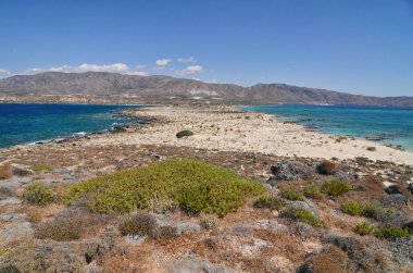 Girit 'teki Elafonisi lagünü plajı