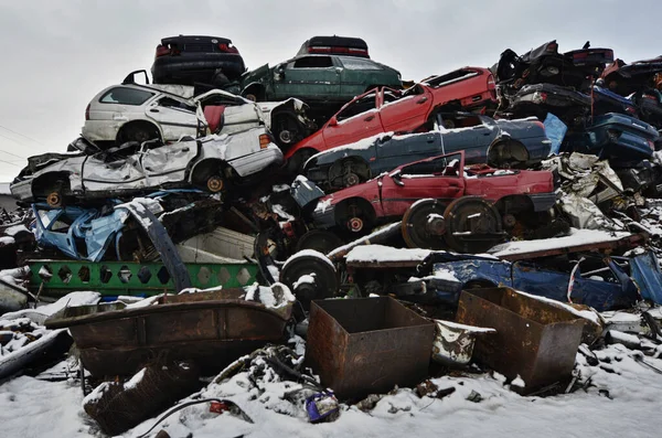 Scrapyard Samochodowy Wraki Złomowiska — Zdjęcie stockowe