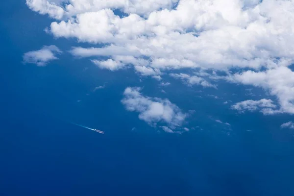 Ship Aegaean Sea Greece Aerial Airplane View — Stock Photo, Image