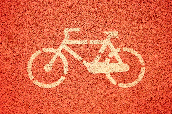 Radfahrstreifen Schild Auf Gehweg Weiß Lackiert — Stockfoto