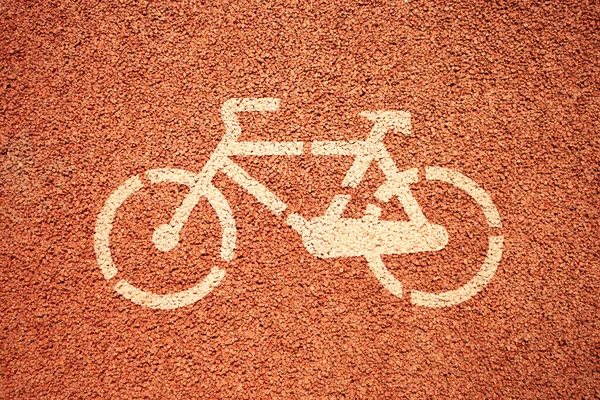 Cartel Carril Bici Pintado Blanco Pavimento —  Fotos de Stock