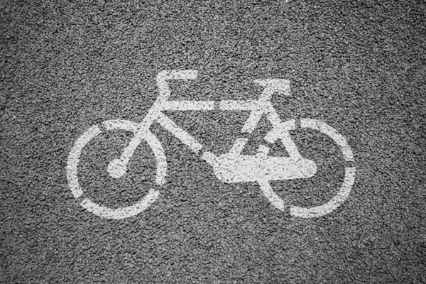 Radfahrstreifen Schild Auf Gehweg Weiß Lackiert — Stockfoto