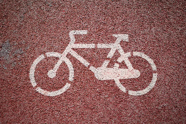 Cartel Carril Bici Pintado Blanco Pavimento — Foto de Stock