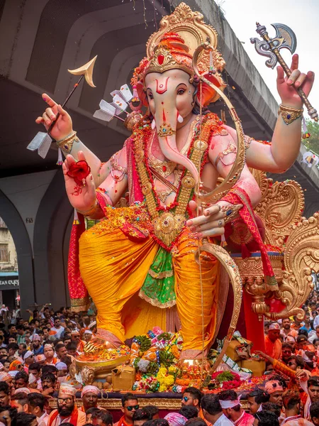 Mumbai Indien September 2019 Tausende Anhänger Nehmen Während Des Ganesh — Stockfoto